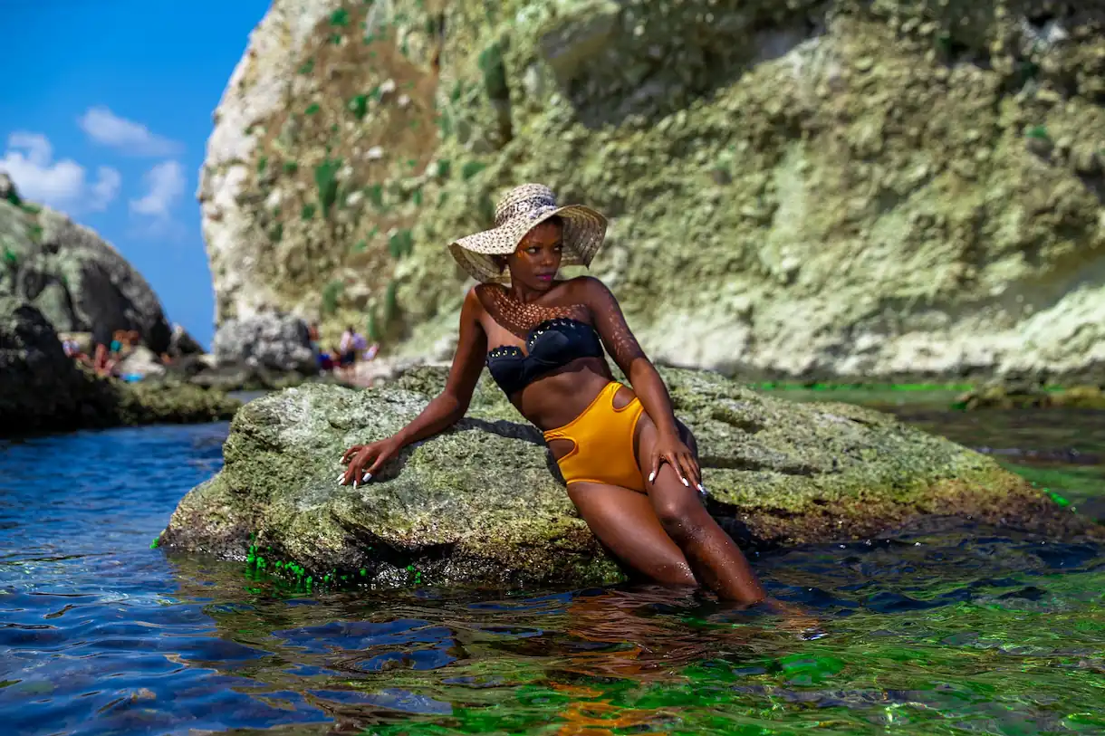 Beach photography with natural ocean backdrop