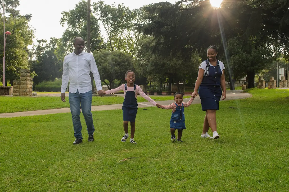 Family moment portrait showing a loving family gathering